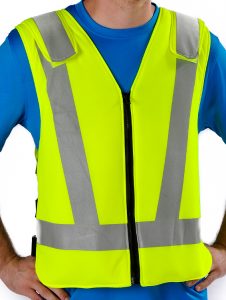 standard cool vest in high visibility yellow with osha reflector striping